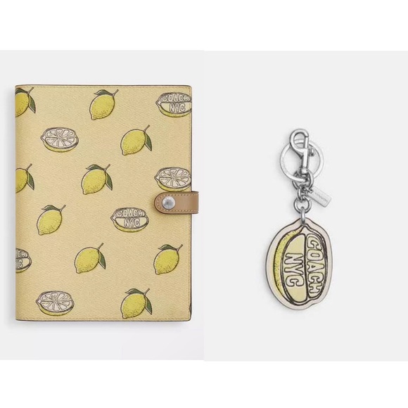 Coach Lemon Notebook and Lemon Bag Charm Set - Picture 1 of 16